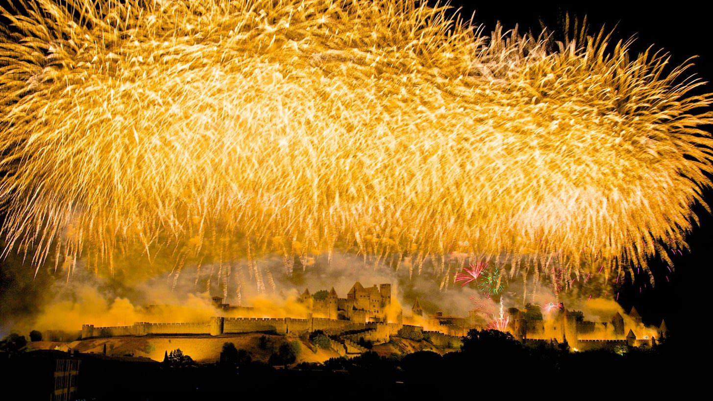 carcassonne, feu d'artifice, cité