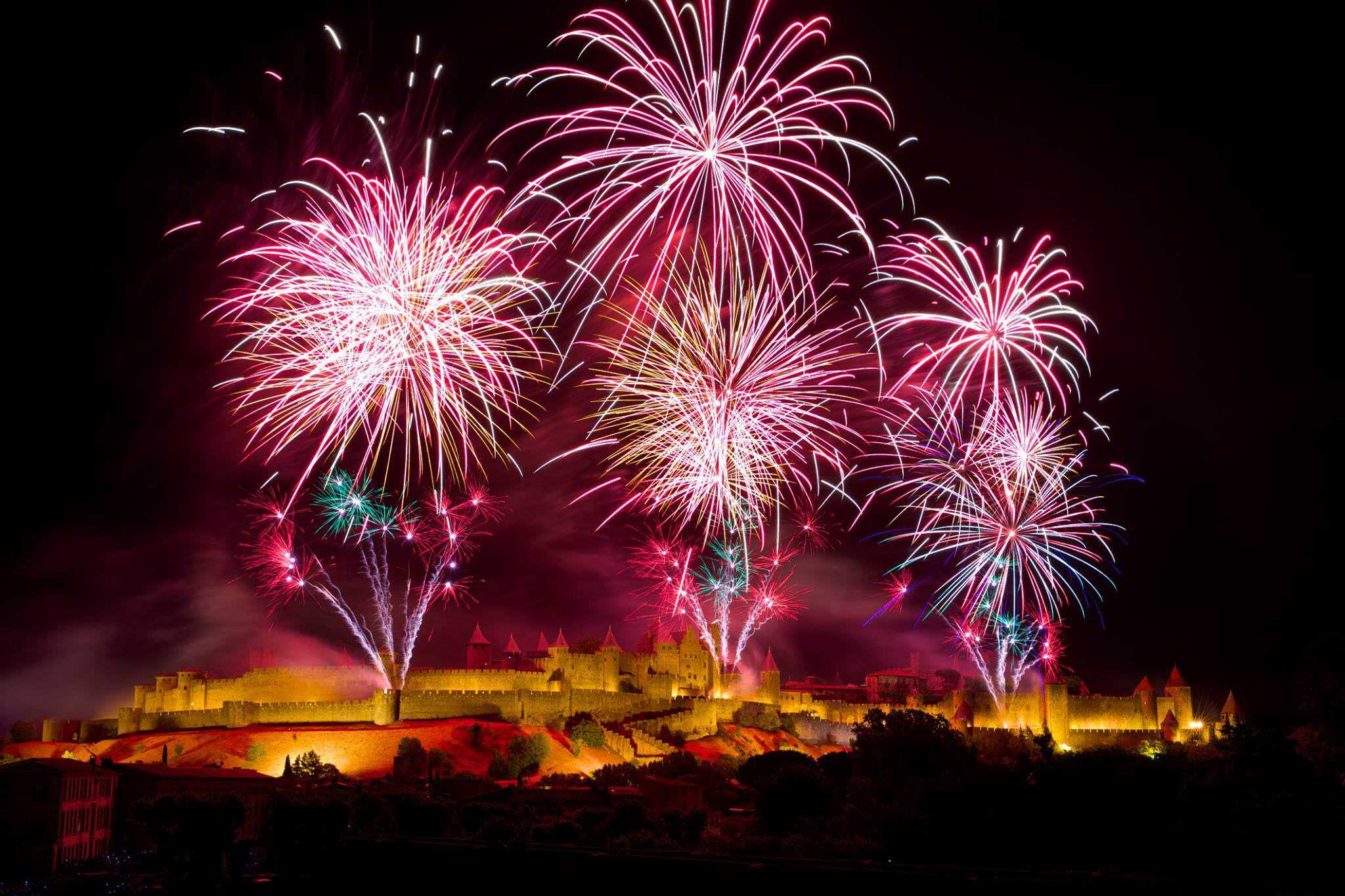 Carcassonne Cité Fireworks - Aude Cathar Country