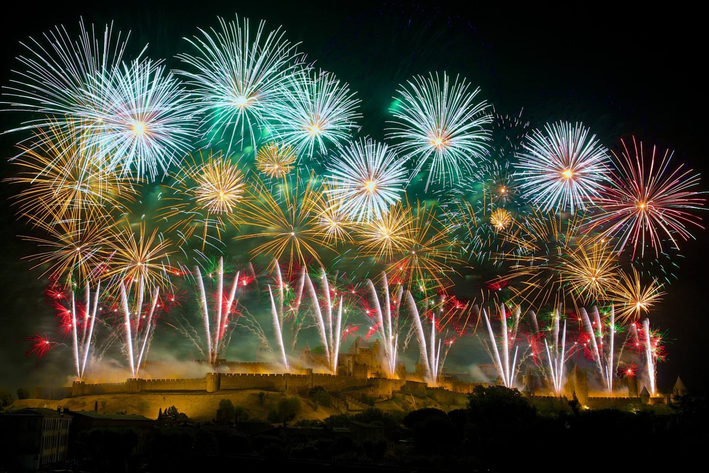 carcassonne, feu d'artifice, cité