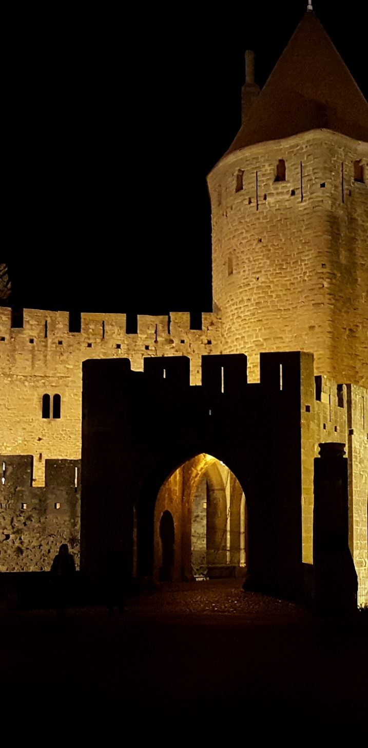 Porte Narbonnaise, Cité de Carcassonne de nuit