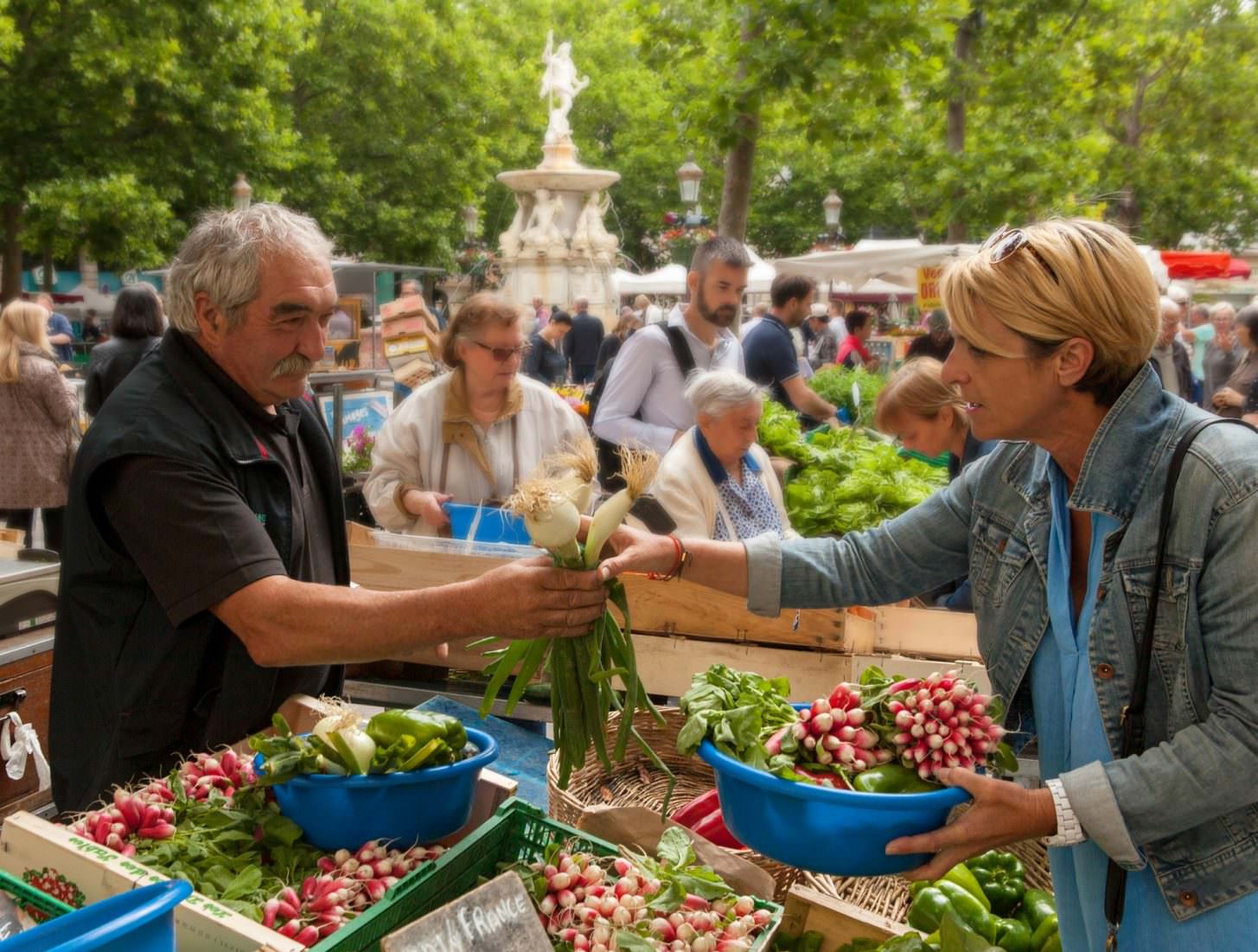 En plein marché sur la place Carnot à Carcassonne ©Philippe Benoist-ADT de l'Aude