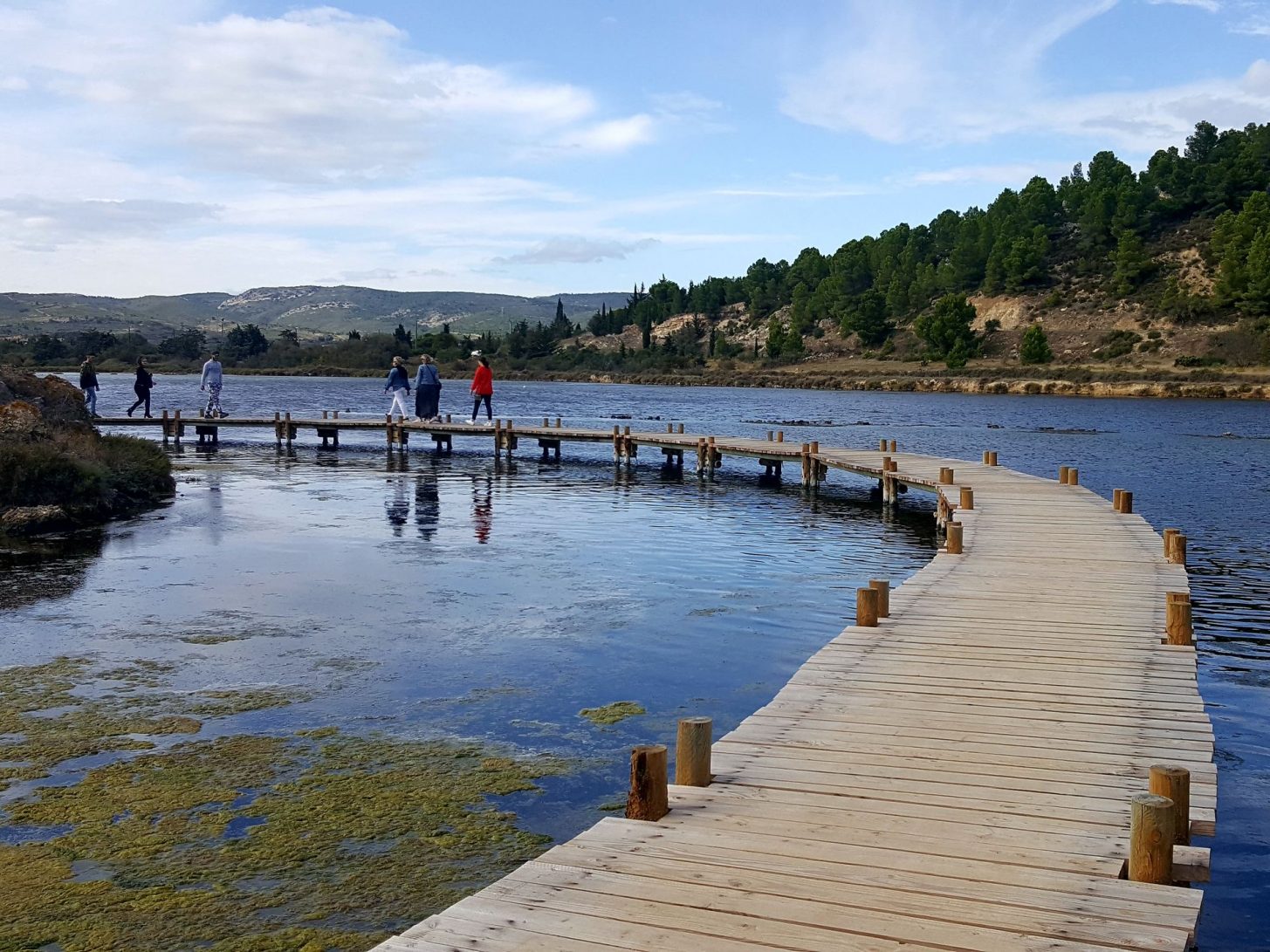 Promenade dans les étangs,sur le ponton à Peyriac de Mer@ S. Alibeu, ADT Aude