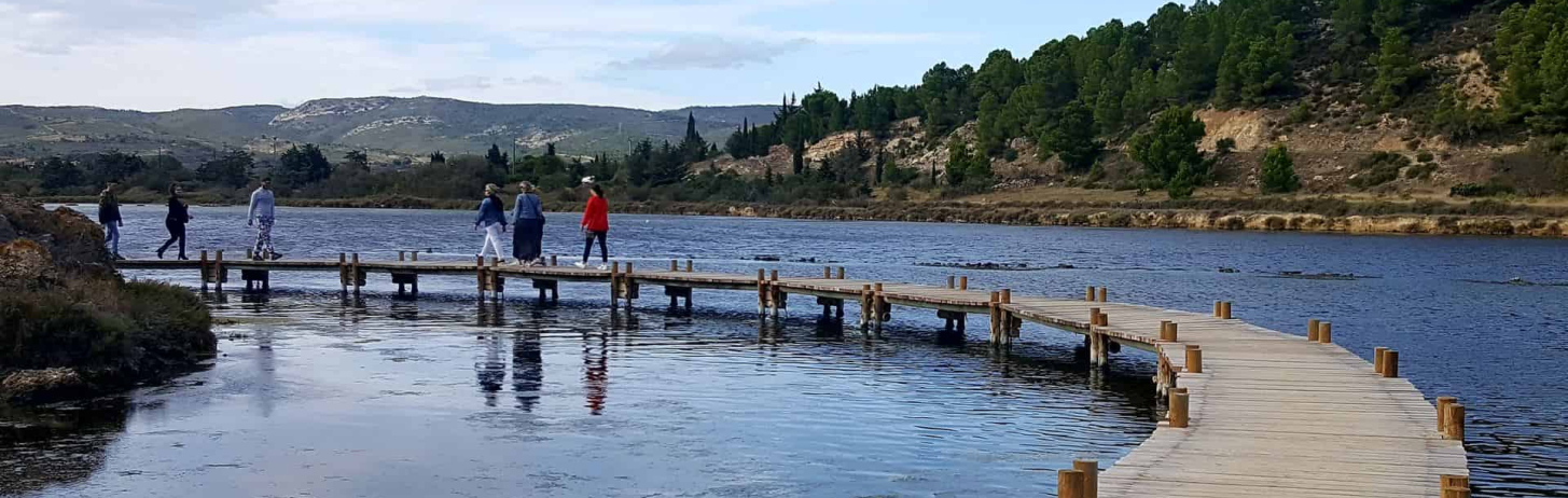 Promenade dans les étangs,sur le ponton à Peyriac de Mer@ S. Alibeu, ADT Aude