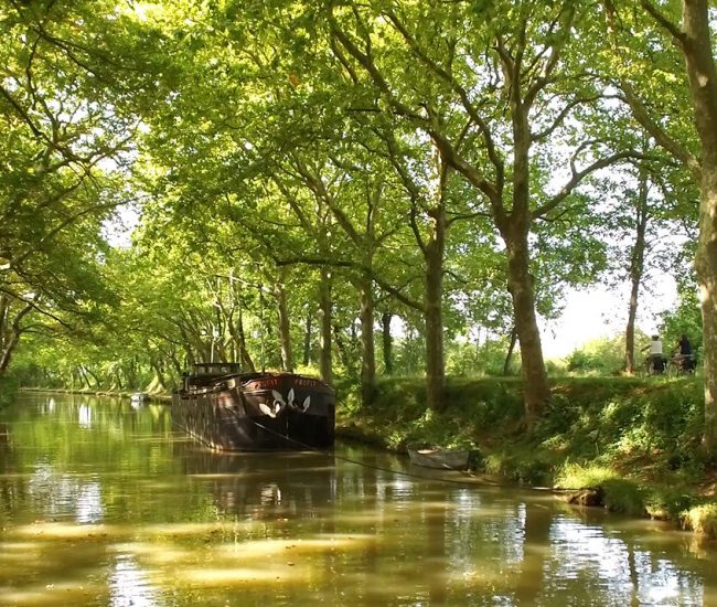 Péniche le long du Canal du Midi ©Ailium Production-ADT de l'Aude