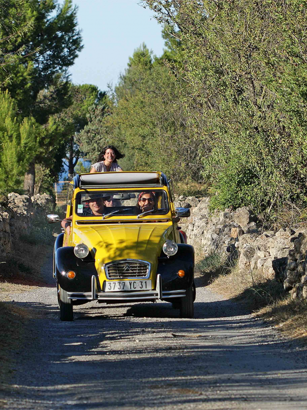 Balade dans les vignes des Corbières en 2 cv ©Raphaël Kann-ADT de l'Aude