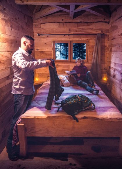 Cabane perchée, hébergement insolite en Montagne Noire ©Vincent Photographie, ADT de l'Aude