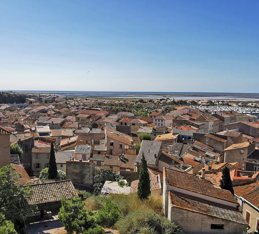 Vue sur le village de Gruissan depuis la tour Barberousse ©Baptiste Larribere - ADT de l'Aude