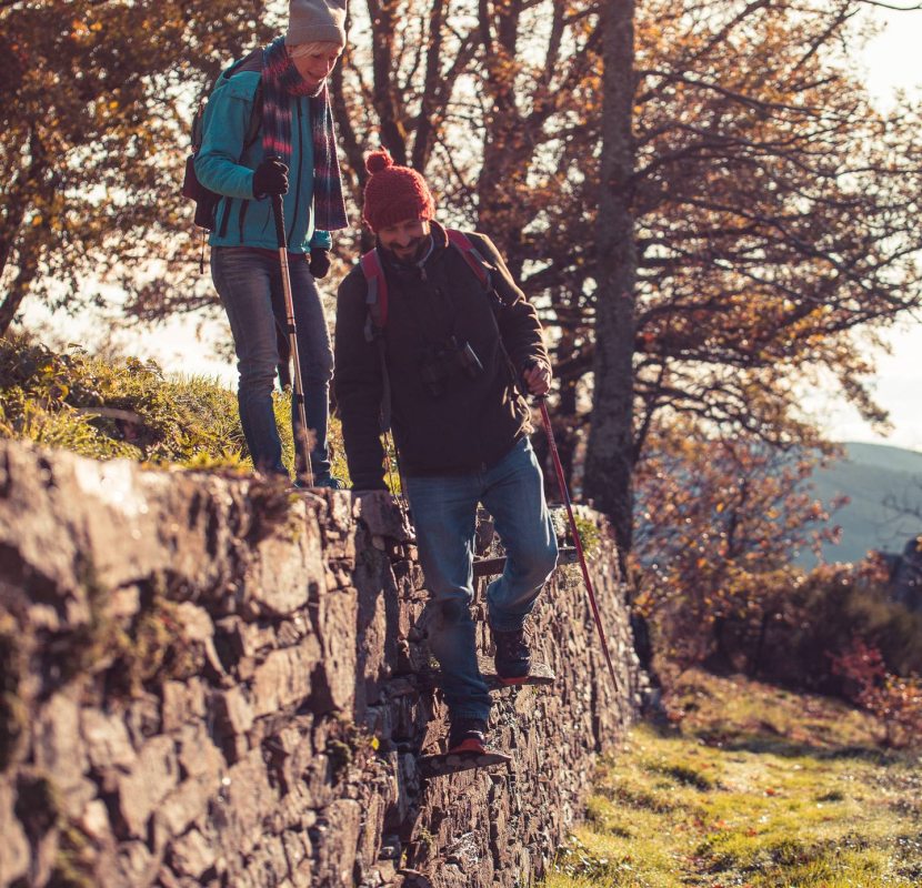 Randonnée en Montagne Noire à travers les murets de pierre ©Vincent Photographie, ADT de l'Aude